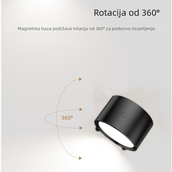 Prilagodljiva USB punjiva magnetska zidna svjetiljka, 360° rotacija, noćno svjetlo za spavaću sobu i ured