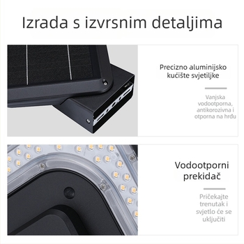 Solarna kubična zidna svjetiljka, IP65 vodootporna, vanjsko osvjetljenje dvorišta i vrta