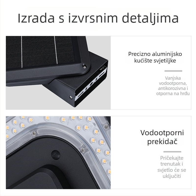 Solarna kubična zidna svjetiljka, IP65 vodootporna, vanjsko osvjetljenje dvorišta i vrta