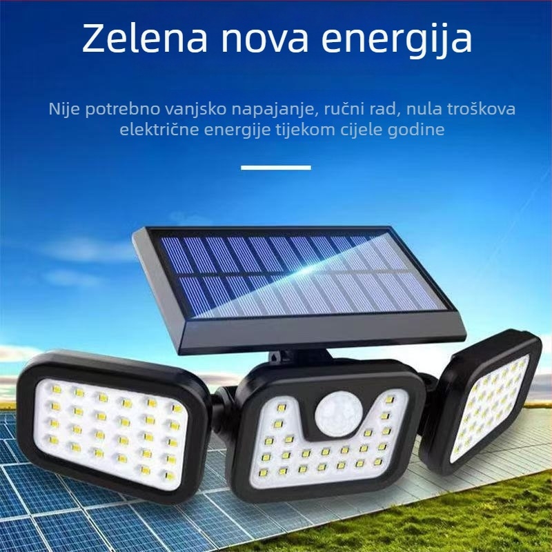 Prilagođena solarna zidna svjetiljka za vanjsku upotrebu, vodootporna, LED s dugim vijekom trajanja, vrlo jaka, štednja energije, vrtna rasvjeta sa senzorom pokreta