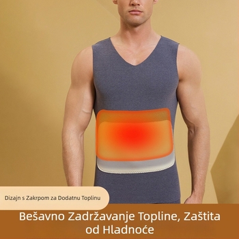 Muški termalni top s baršunastom podstavom, bezšivan, debeo, topao za jesen i zimu, V-izrez, dvostruki sloj