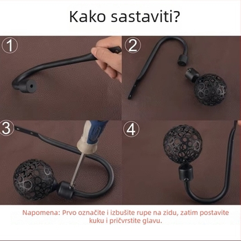 Europski stil U-kuke za zavjese, metalne zidne kukice za zavjese