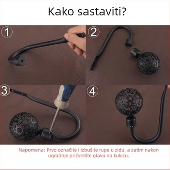 U‑oblik kuki za zavjese, dekorativni dodaci za prozore, zidni kukice za zavjese