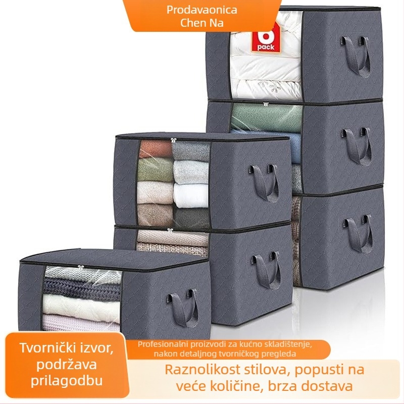 Prozirna sklopiva vreća za odlaganje odjeće i deka, 75L/90L, otporna na prašinu i vlagu