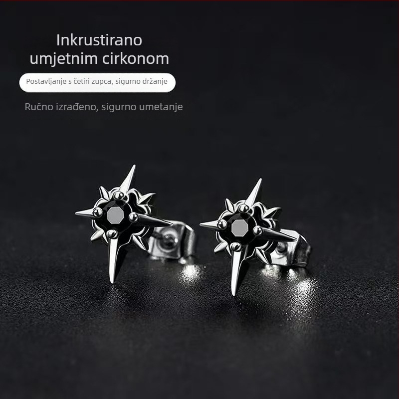 925 srebrne naušnice za uho u obliku Sjeverne zvijezde, za muškarce, moderan i jedinstven stil, inspirirano korejskim/japanskim stilom, lagani luksuz, elegantni i visokokvalitetni dodatak