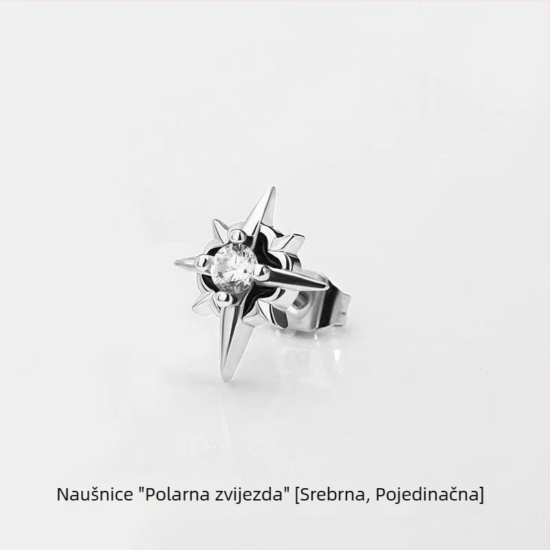 925 srebrne naušnice za uho u obliku Sjeverne zvijezde, za muškarce, moderan i jedinstven stil, inspirirano korejskim/japanskim stilom, lagani luksuz, elegantni i visokokvalitetni dodatak