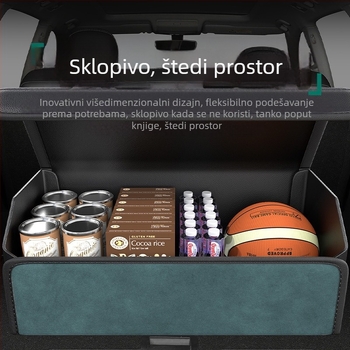 Organizator prtljažnika automobila s patchworkom od velura, magnetsko pričvršćivanje, velik kapacitet skladištenja