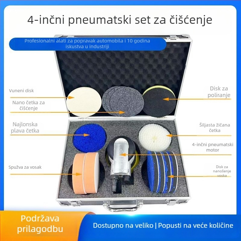 4-inčni pneumatski set za čišćenje, kutija alata od aluminijske legure, nano listovi za čišćenje