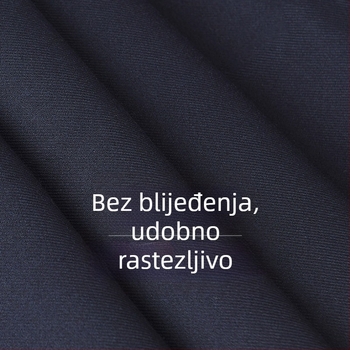 Muške hlače u tamnoplavi boji, lagane za proljeće i ljeto, bez nabiranja, slim kroj, poslovne hlače ravnog kroja