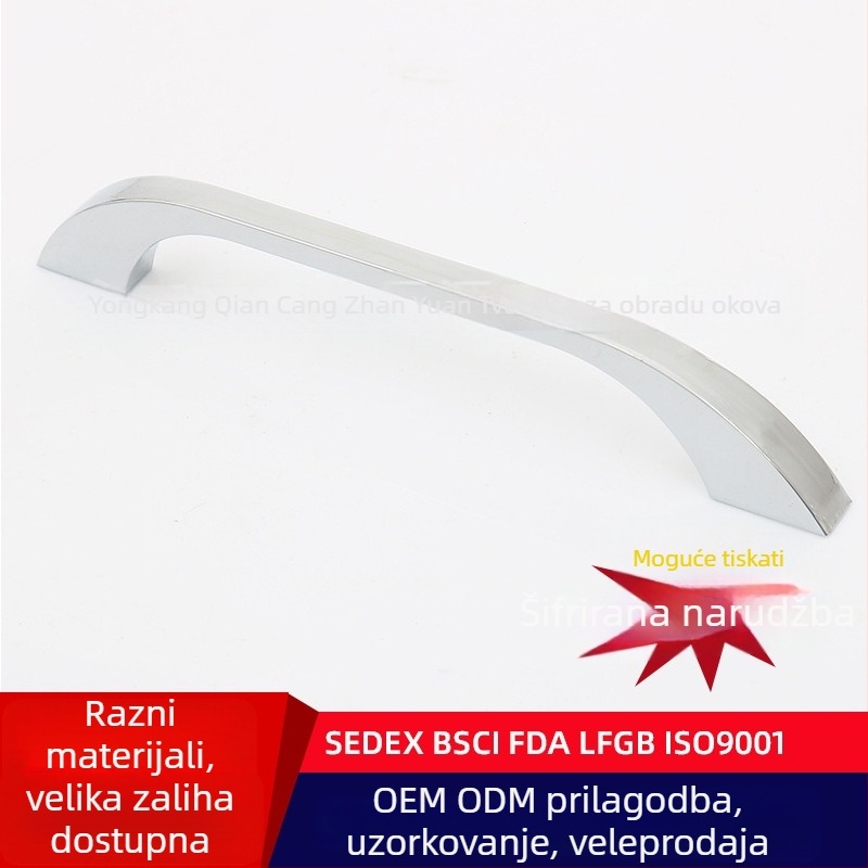 Metalna ručica za vrata, ladicu i ormar, srebrna, minimalistički stil, hardver za namještaj od aluminijske legura