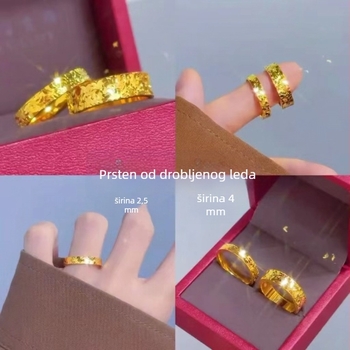Unisex prsten s pozlaćenim bakrenim dijelom, geometrijski dizajn, tekstura mljevenog leda