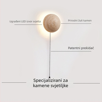 Vintage zidna lampa uz krevet travertinom, japanski Wabi-Sabi stil