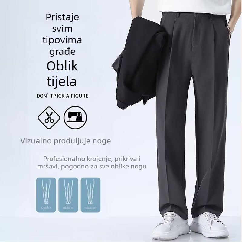 Muške lagane hlače ravnog kroja za ljeto, sportsko-šik casual, poliester