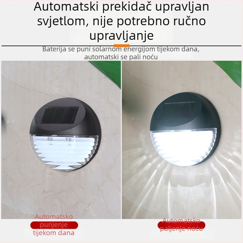 Solarna vanjska zidna svjetiljka za dvorište i vrt, LED, IP44, zidna montaža