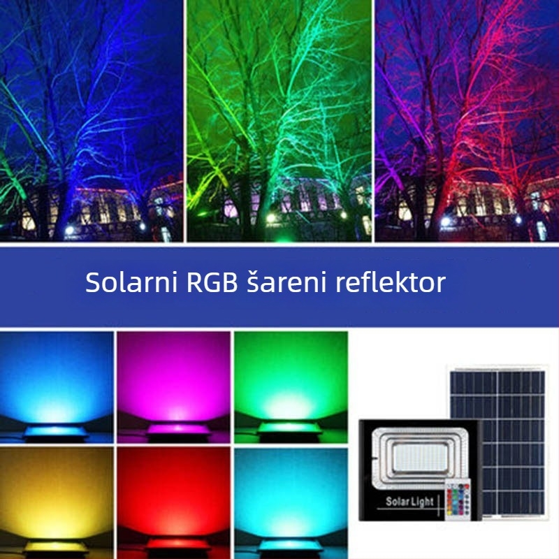 Solarna RGB flood svjetiljka za vanjski dvorište — osvjetljenje za drveće i šarena zidna vrtna svjetiljka