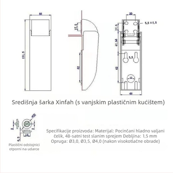 Komercijalni šarnir s oprugom za horizontalna gornja vrata ormara