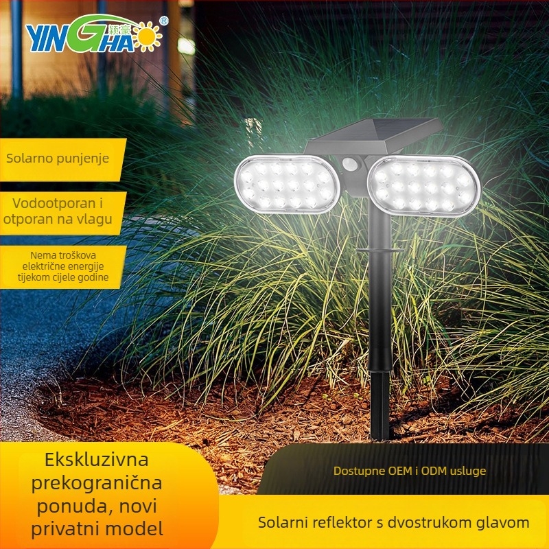 Solarna zidna svjetiljka sa senzorom pokreta, vanjsko osvjetljenje dvorišta, 360° rotacija, ultra jaka svjetlost