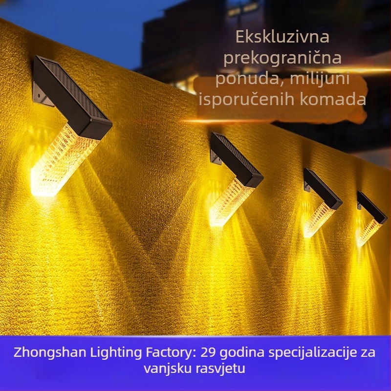 Solarsko vanjsko zidno svjetlo za hodnik i stepenice, vodootporna LED rasvjeta za ogradu