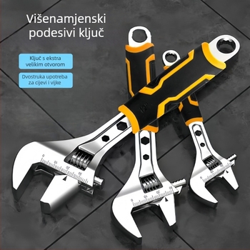Podesivi cijevni ključ s velikim otvorom, višenamjenski univerzalni ključ