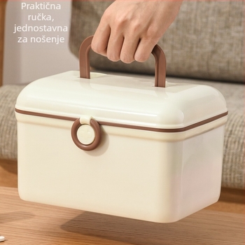 Prijenosna kutija za lijekove sa sigurnosnom kopčom, dvostrukog sloja, višenamjenska kutija za skladištenje s velikim kapacitetom za obitelj i na otvorenom.