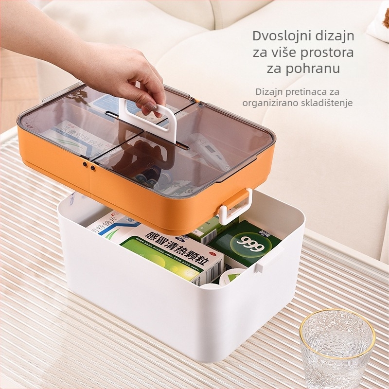 Prijenosni kućni komplet prve pomoći s velikim kapacitetom i višestrukim pretincima