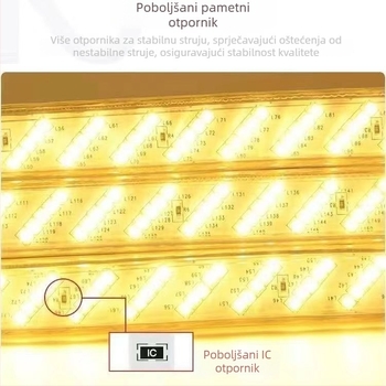 220V LED traka s 320 LED-ova, pet redova dekorativnog osvjetljenja stropa, unutarnja uporaba, bijela/hladna bijela/neutralna bijela i više boja, vodootporna