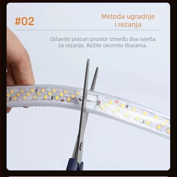 220V LED traka s 320 LED-ova, pet redova dekorativnog osvjetljenja stropa, unutarnja uporaba, bijela/hladna bijela/neutralna bijela i više boja, vodootporna