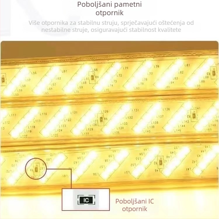 220V LED traka s 320 LED-ova, pet redova dekorativnog osvjetljenja stropa, unutarnja uporaba, bijela/hladna bijela/neutralna bijela i više boja, vodootporna