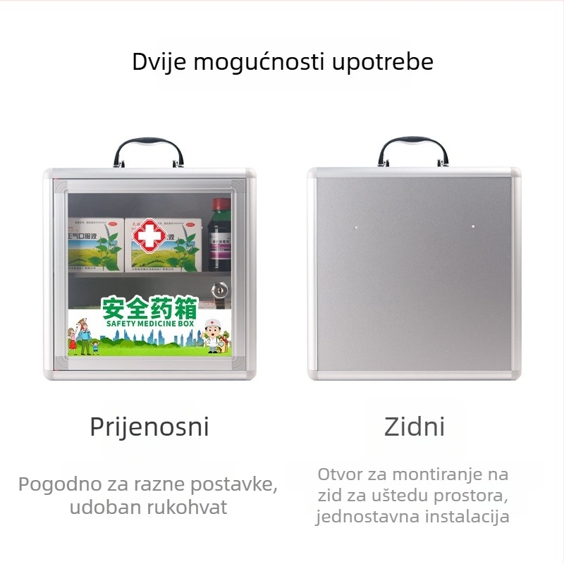 Zidna kutija za lijekove od aluminijske legure sa zatvaračem – kompaktni kućni medicinski spremnik