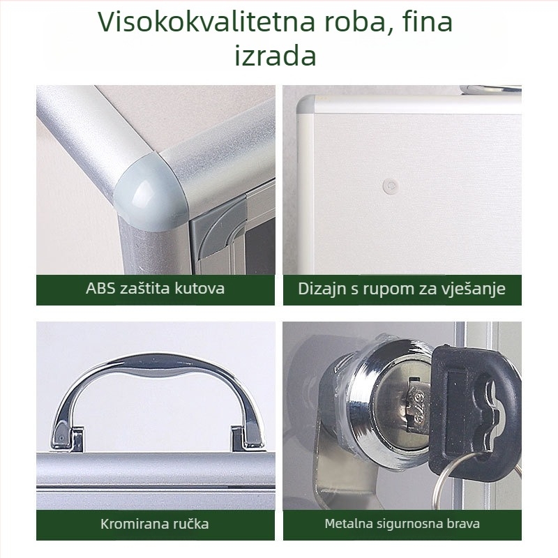 Zidna kutija za lijekove od aluminijske legure sa zatvaračem – kompaktni kućni medicinski spremnik