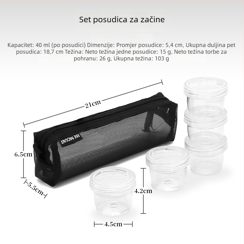ANJI modulni set vanjskih posuda za začine za kampiranje i roštilj