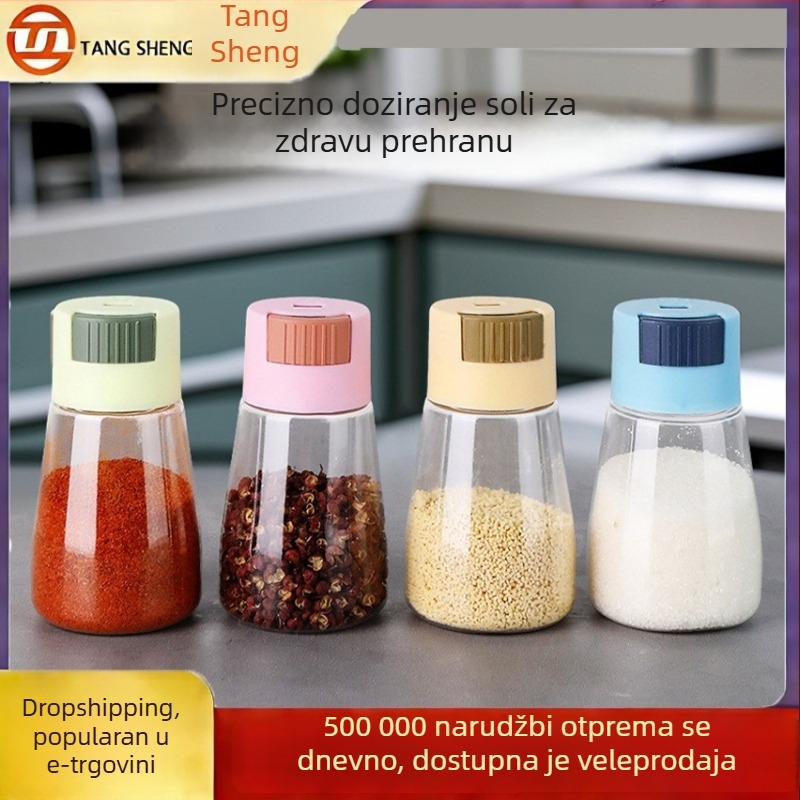 Stakleni set posuda za so u kuhinji, s čvrstim zatvaranjem i kontrolom doze