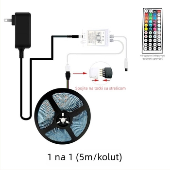 RGB LED traka, promjena boja u tri boje, 220V, vodootporna duga traka za dom i strop dnevnog boravka