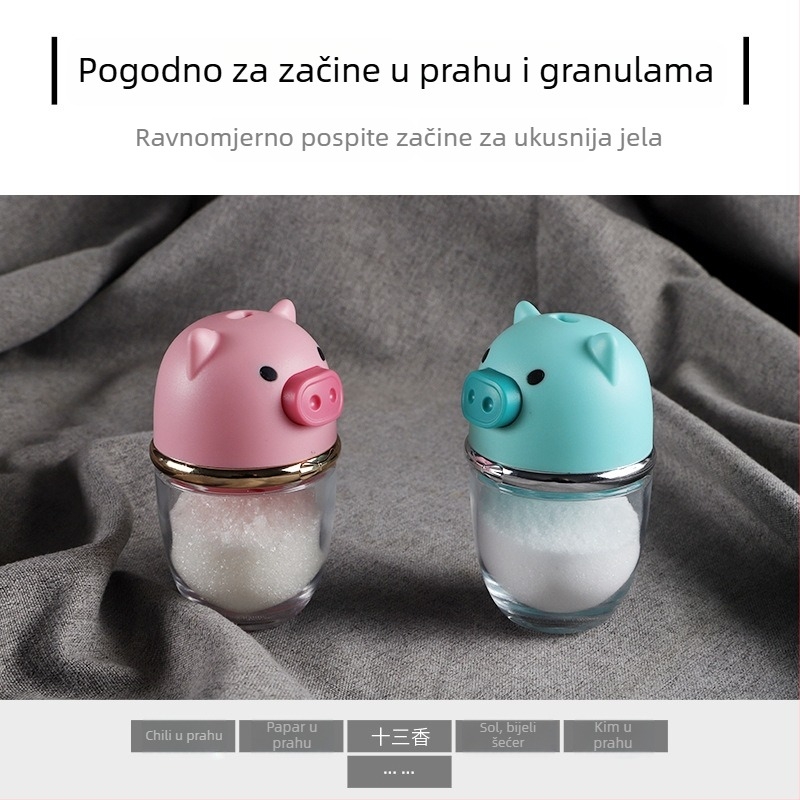 Staklena posuda za začine s dizajnom crtanog lika, mjerni spremnik za sol, zatvorena posuda za začine, posuda za prašak