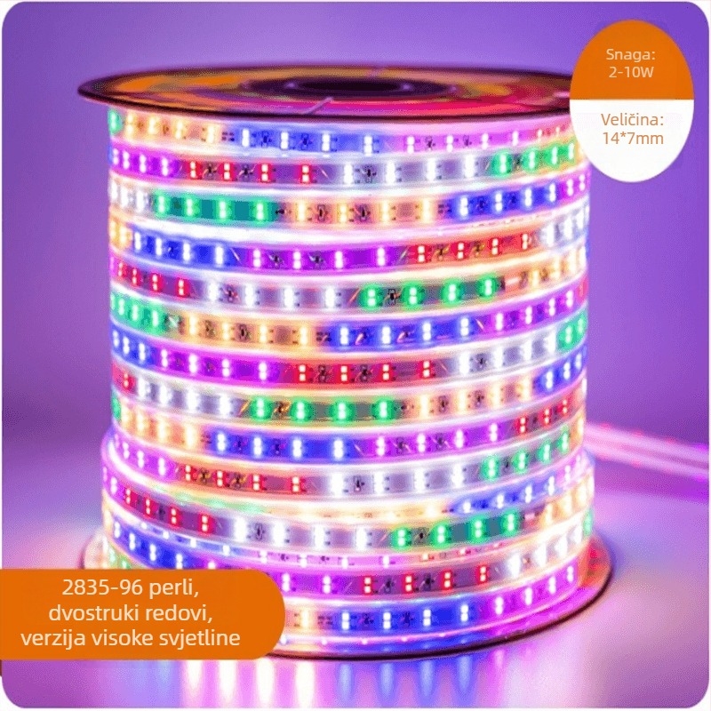 Fleksibilna RGB silikon LED traka, 220V, prilagodljiva svjetlina za vanjsku reklamu