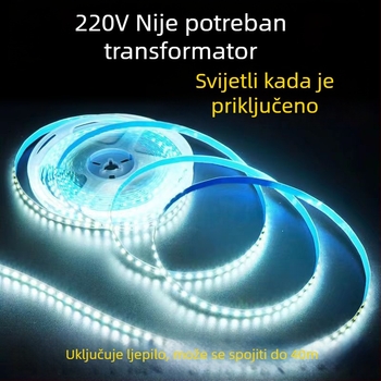 220V samoljepljiva LED traka za rasvjetu, širine 8 mm, ultra jaka, bez upravljača, linearna LED traka s stražnjim ljepilom, dimabilna