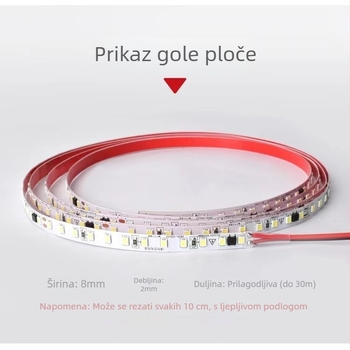 220V samoljepljiva LED traka za rasvjetu, širine 8 mm, ultra jaka, bez upravljača, linearna LED traka s stražnjim ljepilom, dimabilna
