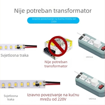 220V samoljepljiva LED traka za rasvjetu, širine 8 mm, ultra jaka, bez upravljača, linearna LED traka s stražnjim ljepilom, dimabilna