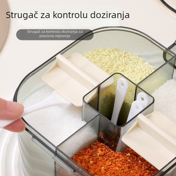 Zatvorena kutija za začine u kuhinji sa solnicom i žličicom, višenamjenski set za kuhinju, spremnik za natrij glutamat