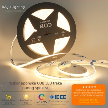 Ra95 24V COB linearna LED traka, samoljepljiva, visok CRI, aluminijski kanal, 3500K, za dnevni boravak