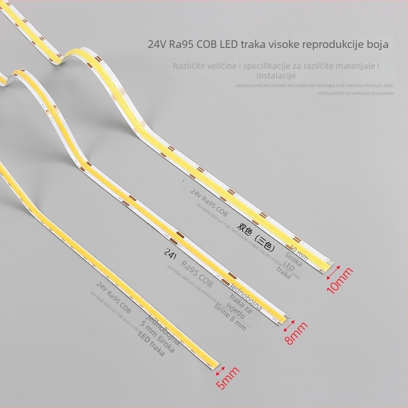 Ra95 24V COB linearna LED traka, samoljepljiva, visok CRI, aluminijski kanal, 3500K, za dnevni boravak
