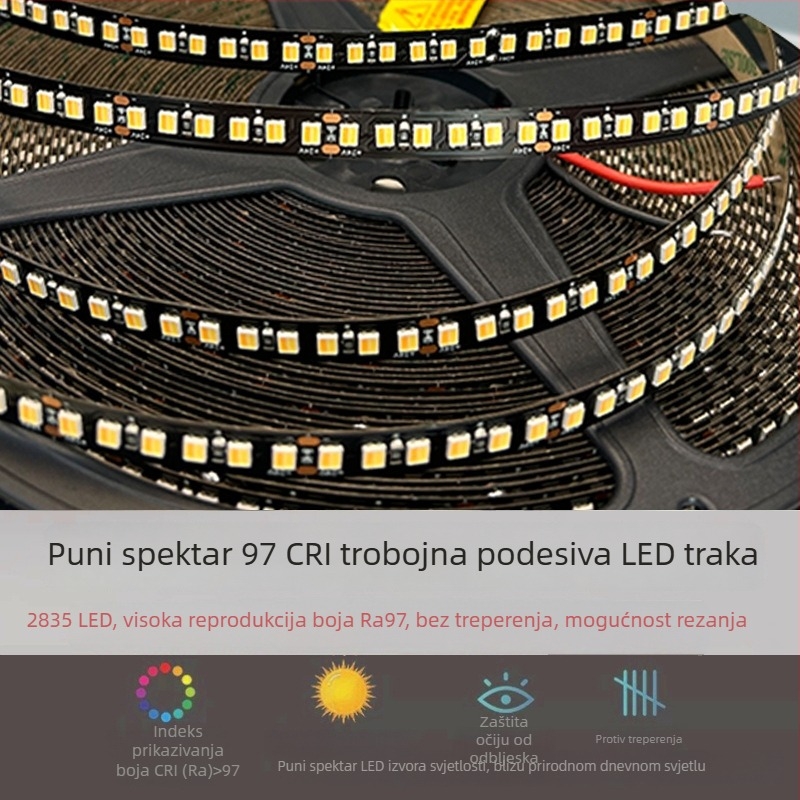 2-u-1 24V dvobojna LED traka s 180 LED, samoljepljiva, pametno podešavanje svjetline i boje, duljina 20 m, bez pada napona