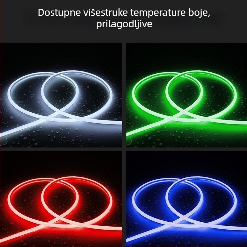 Prilagođena COB LED traka s 270° zračenjem, D-tip silikonizirani fleksibilni trak za ormariće i kupaonicu, vodootporna i otporna na zamagljivanje, 12V, 1000 mm, 480 LED, topla bijela, dimmer