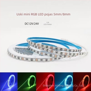 RGB LED traka 3535, promjena boje, 1 m, 120 LED, širina 5/6 mm, uski profil 8 mm, 5V/12V/24V, prilagodljiva jačina svjetla, CE