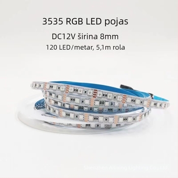 RGB LED traka 3535, promjena boje, 1 m, 120 LED, širina 5/6 mm, uski profil 8 mm, 5V/12V/24V, prilagodljiva jačina svjetla, CE