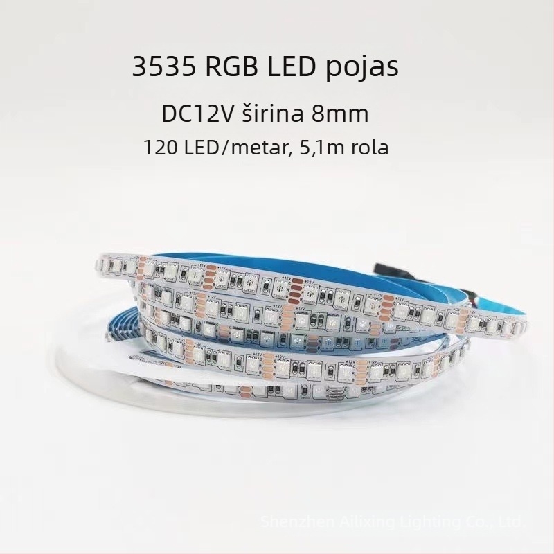 RGB LED traka 3535, promjena boje, 1 m, 120 LED, širina 5/6 mm, uski profil 8 mm, 5V/12V/24V, prilagodljiva jačina svjetla, CE