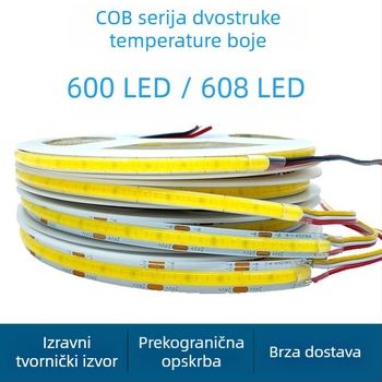 COB LED trak s dvostrukom temperaturom boje, 5V/12V/24V, ultra uska, samoljepljiva, 608 LED, kut zračenja 150°, CRI 90, 7–14 W