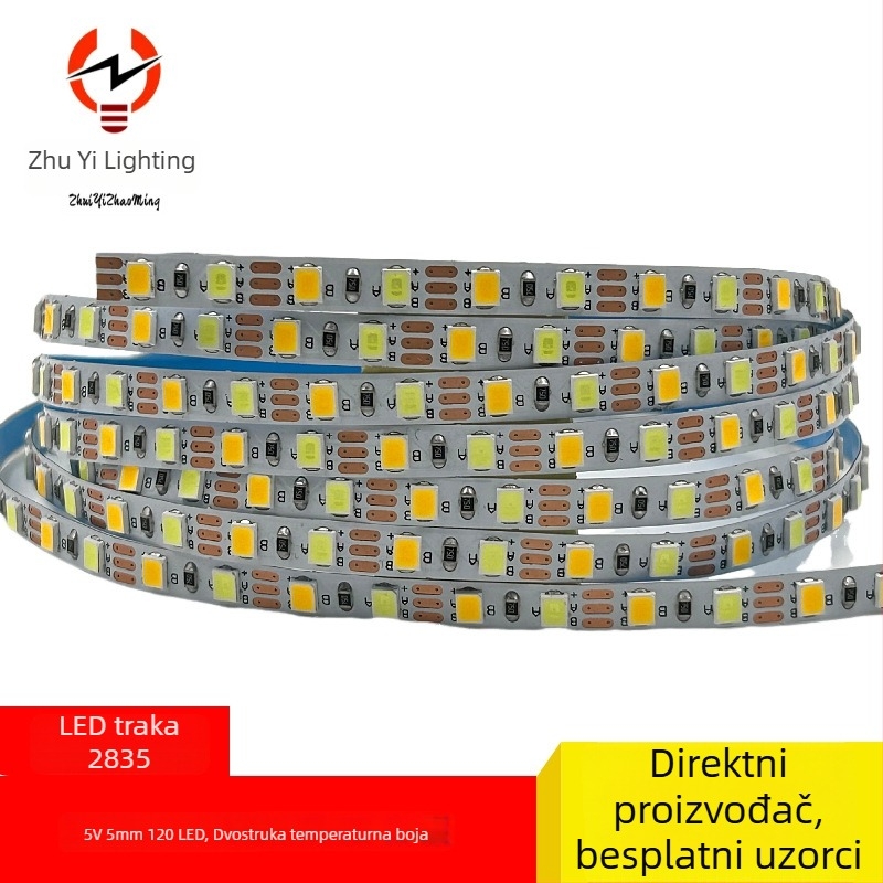 2835 LED trak, 5V, dvobojna i trobojna temperatura, 120 LED, 5 mm, samoljepljiva, rasvjeta za okvir kupaonskog ogledala i make-up ogledala, regulirano osvjetljenje