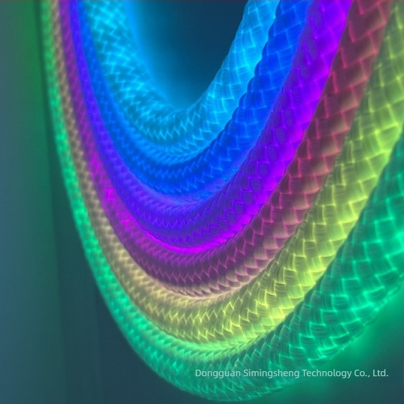 360° kružno LED pleteno uže svjetlo, fleksibilno RGB šareno, vodootporno neon svjetlo