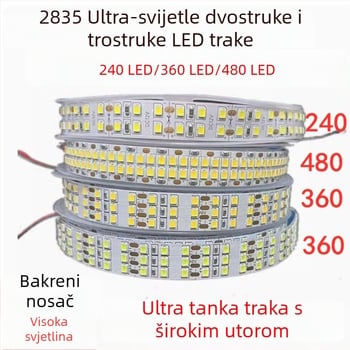 LED trak s tri reda, visoka svjetlost, unutarnja rasvjeta, 24V/12V, toplina 4000K, 240/360/480 LED, čip 2835